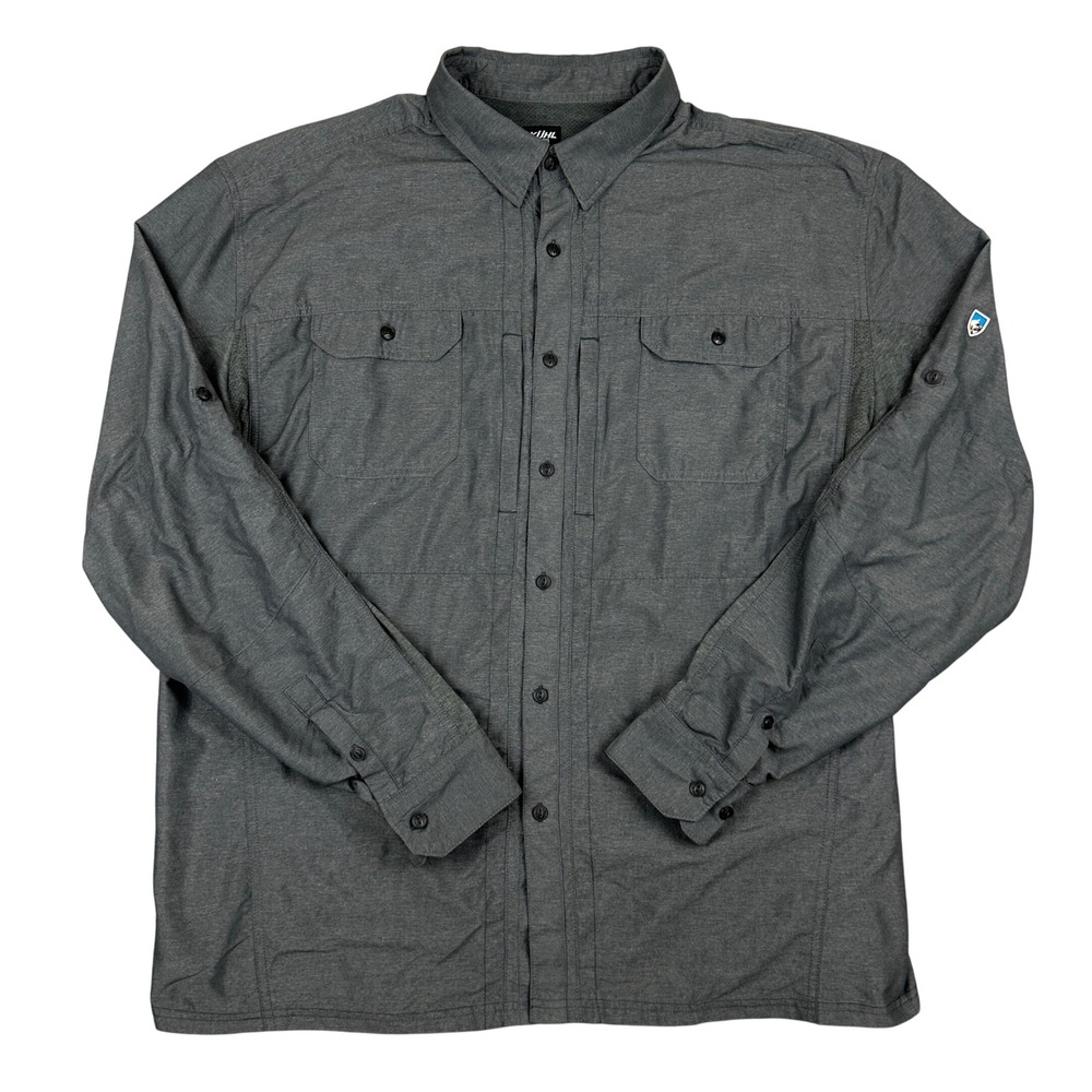 Kuhl Mens XXL Long Sleeve Hiking Utility Button Down Mesh Shirt Roll Tab Sleeve